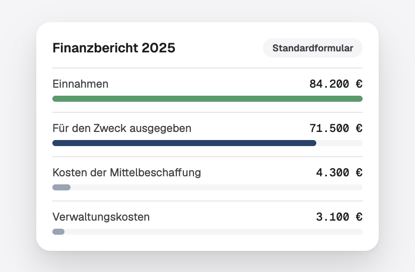 Eine Finanzübersicht auf dem Standardformular: Einnahmen und Ausgaben