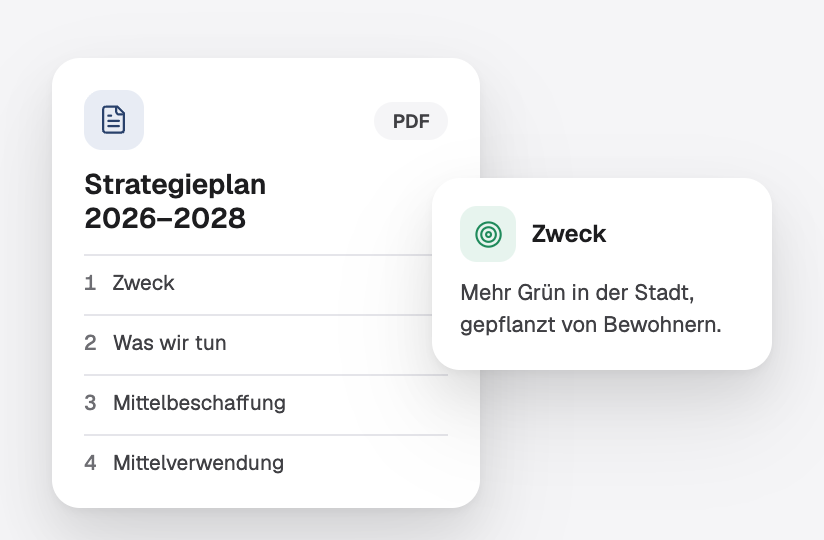Ein Strategieplan als Dokument und der Zweck der Stiftung