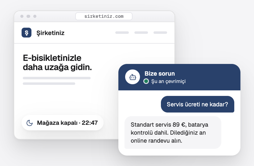 Mağaza kapalıyken bir fiyat sorusunu yanıtlayan, web sitesindeki bir sohbet asistanı