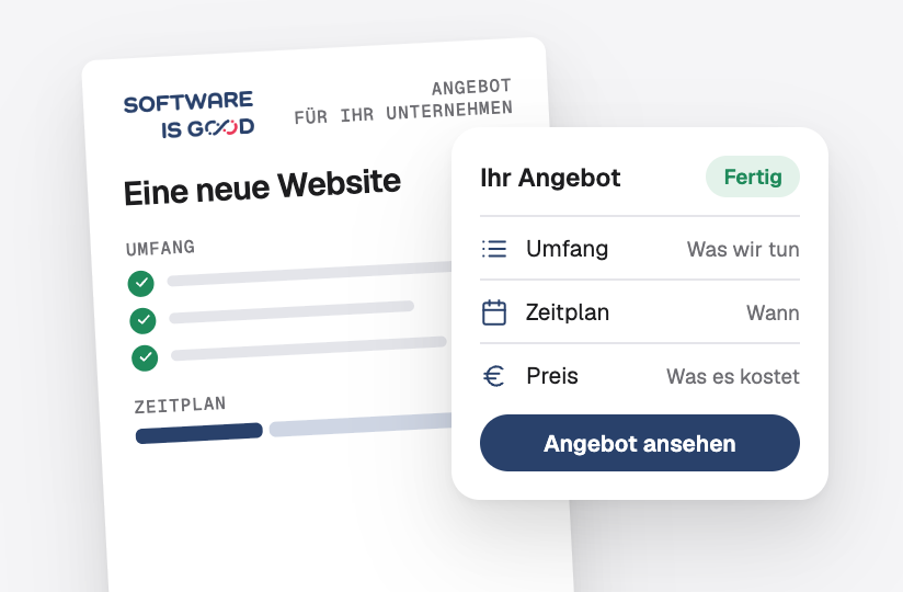 Ein Angebot für eine neue Website mit Umfang, Zeitplan und Preis