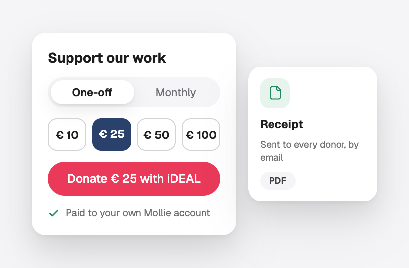 A donation form and the receipt every donor gets