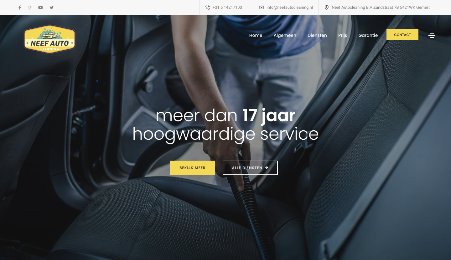 Website of Neef Auto Cleaning