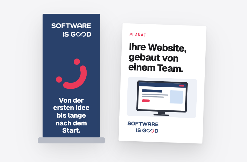 Ein Roll-up-Banner und ein Poster
