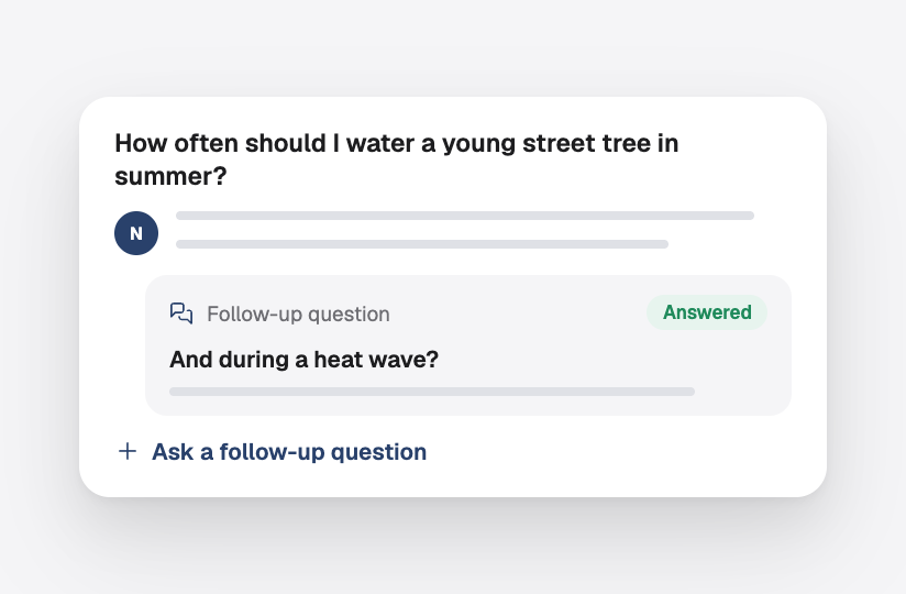 A published answer with a follow-up question that was answered