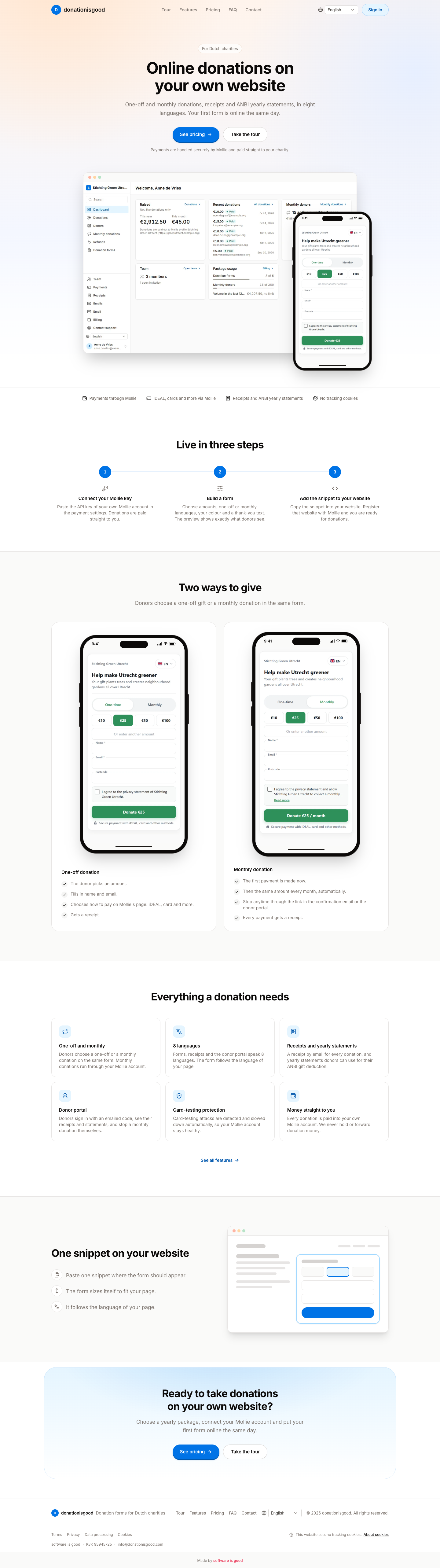 Website van Donation App