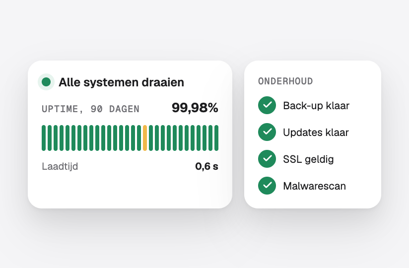 Uptime van 90 dagen en het laatste onderhoud: back-up, updates en controles klaar
