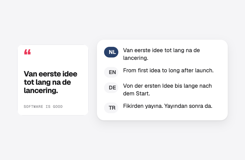 Een bericht met de tekst in het Engels, Nederlands, Duits en Turks