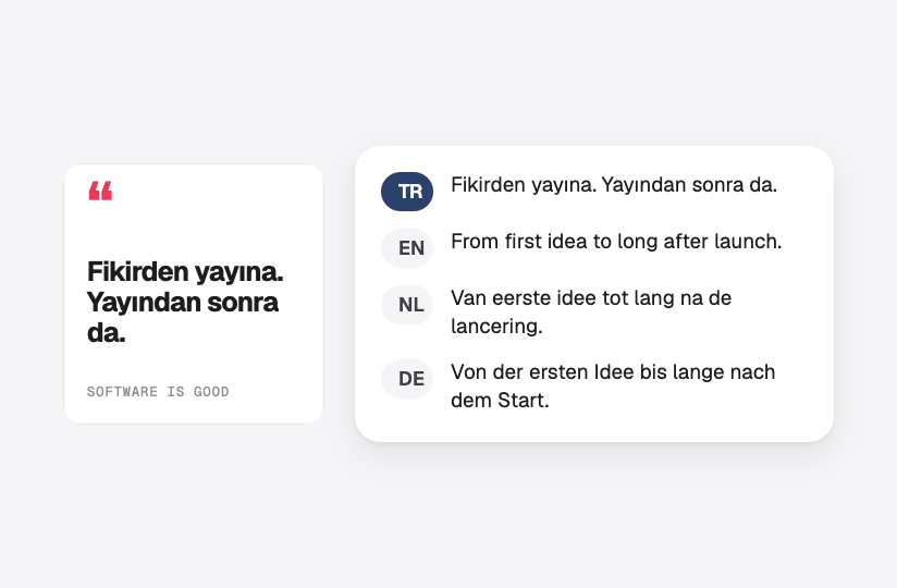 Metni İngilizce, Hollandaca, Almanca ve Türkçe olan bir paylaşım